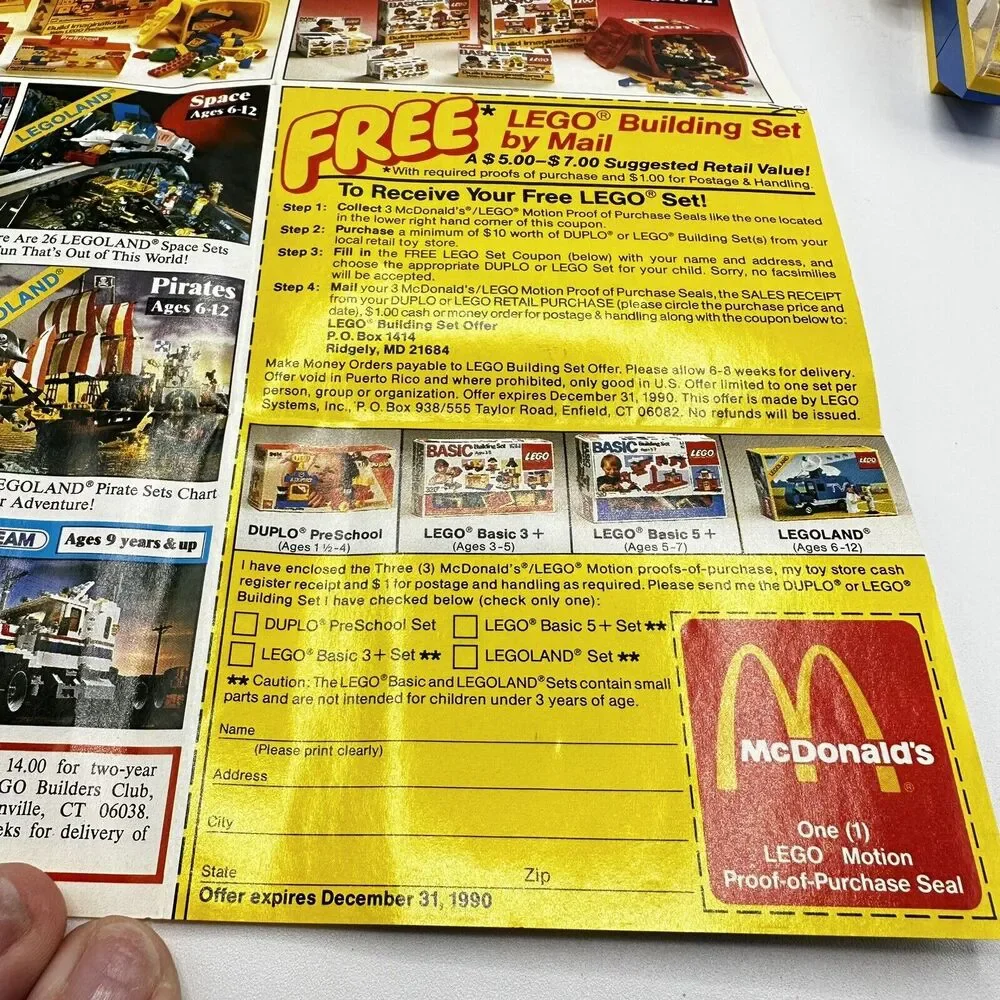 Vintage 1980s McDonalds Happy Meal LEGO Basic: Sea Skimmer (1649) With Guide